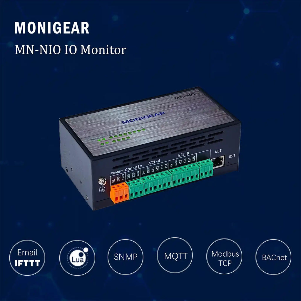 MONIGEAR MN-NIO Network IO Monitor - 8DI/4DO/8AI Industrial IoT Controller