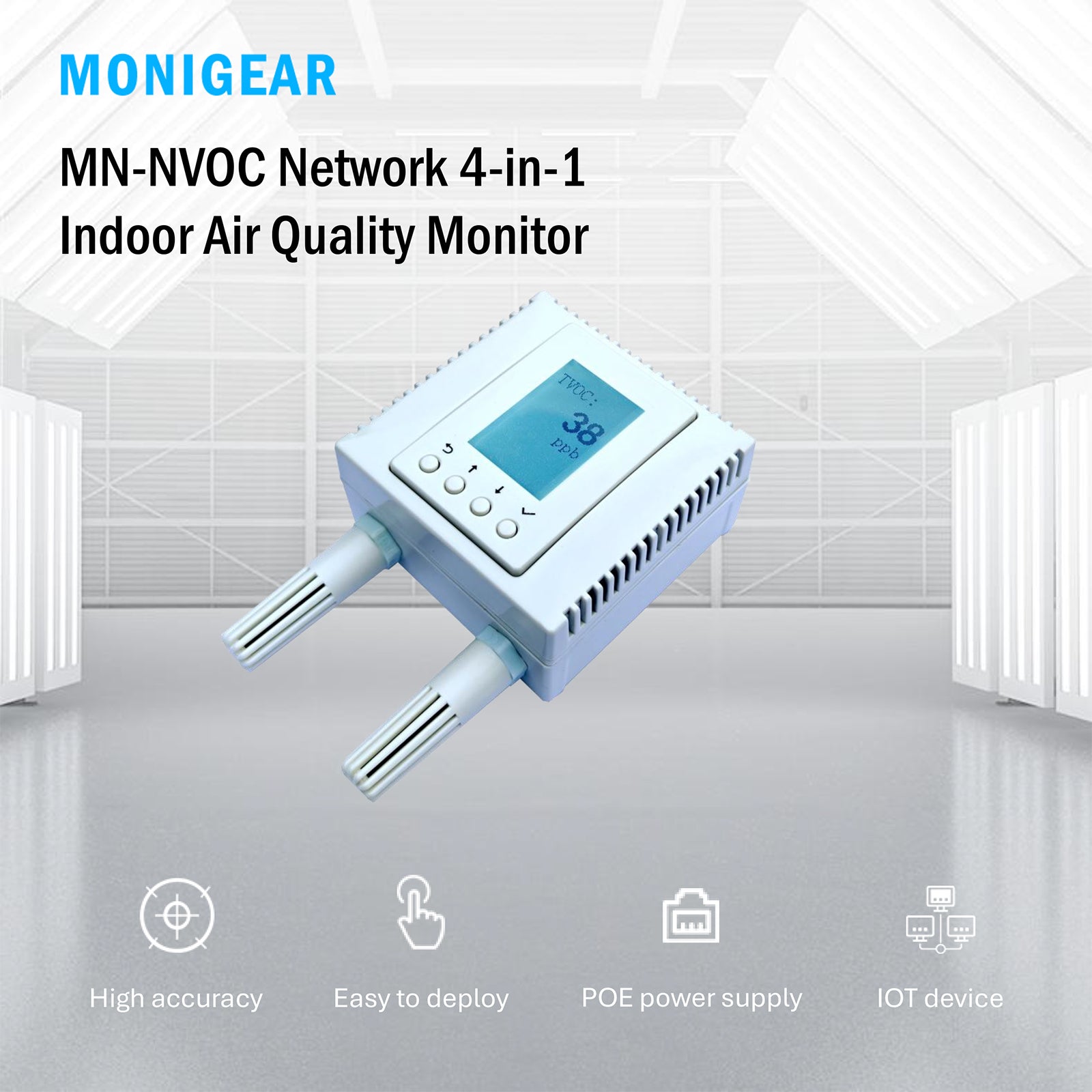 MONIGEAR PoE 4in1 Indoor Air Quality Monitor