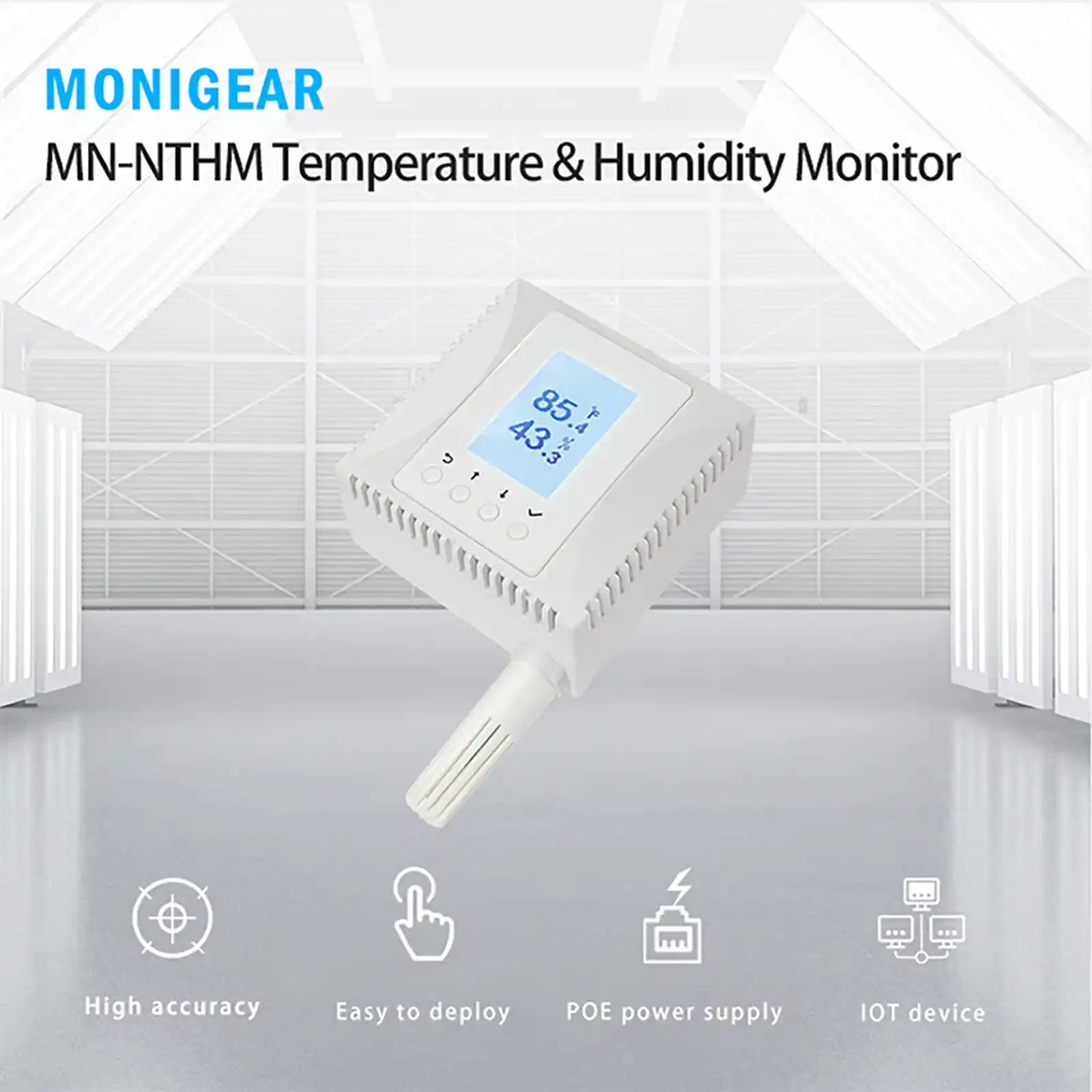MONIGEAR MN-NTHM PoE Temperature Humidity Sensor - Professional Environmental Monitor