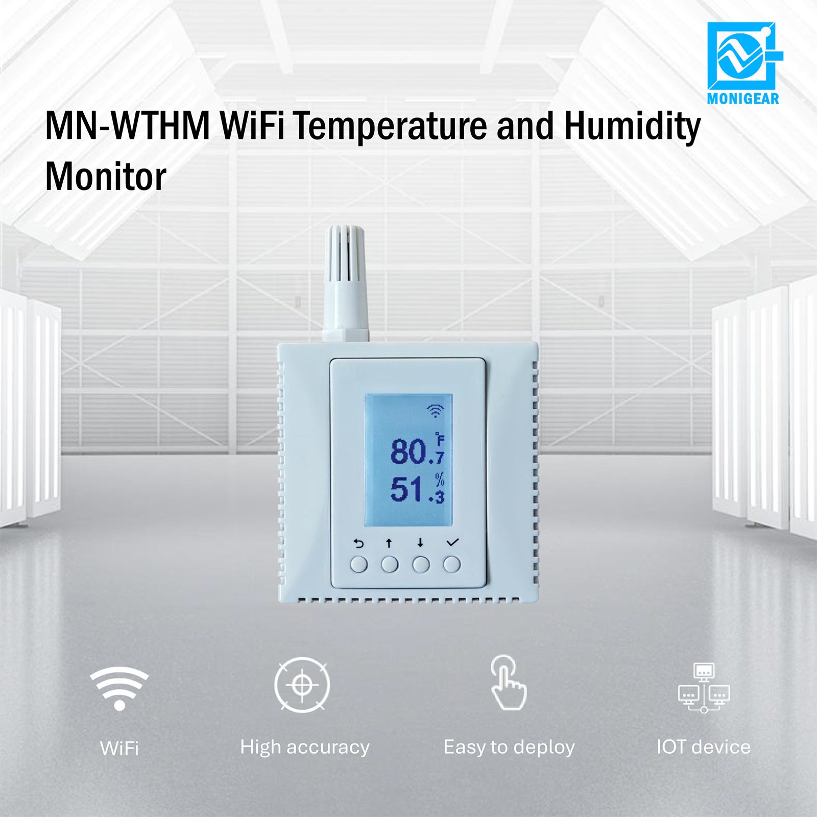 MONIGEAR WiFi Temperature Humidity Sensor - Professional Environmental Monitor