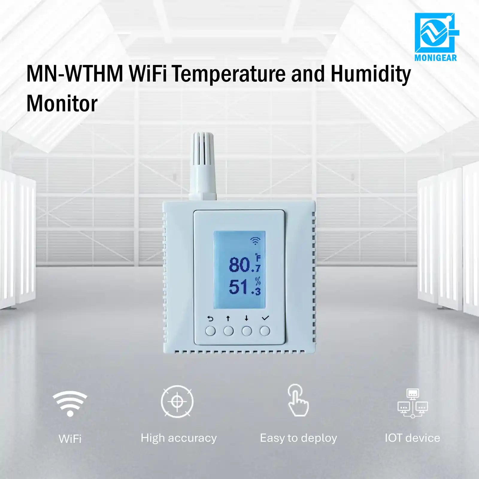 MONIGEAR MN-WTHM WiFi Temperature Humidity Sensor - Professional Environmental Monitor