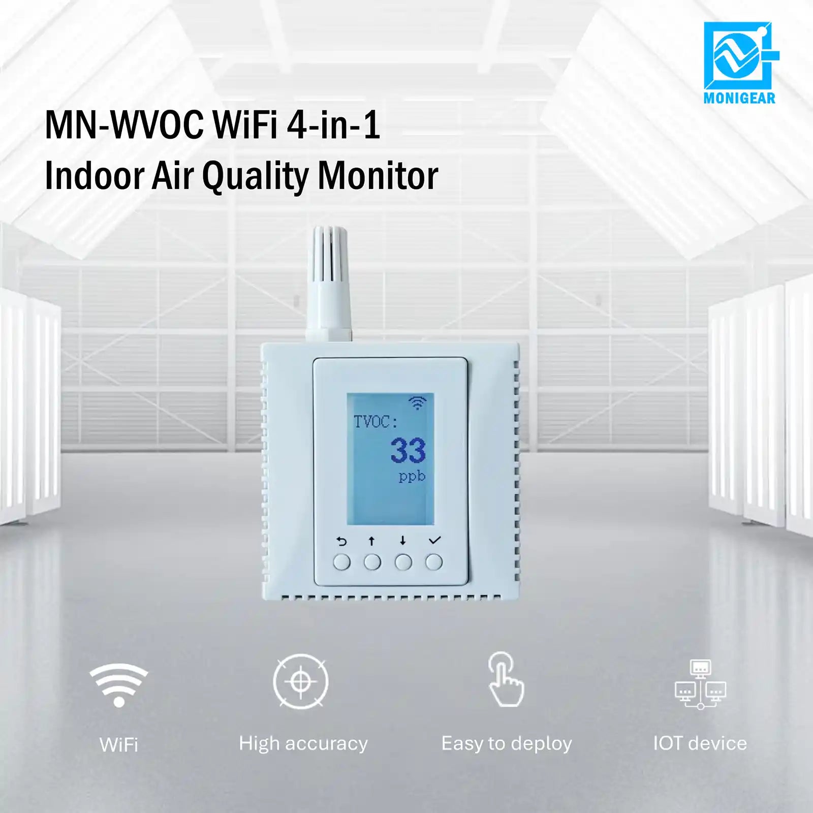 MONIGEAR MN-WVOC Wifi 4-in-1 Air Quality Monitor